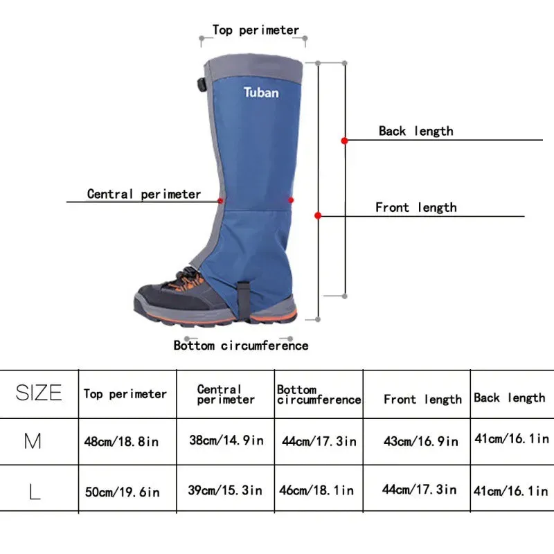 2Pcs Waterproof Snowproof Skiing Gaiters, Leg Warmers for Outdoor Hiking, Climbing