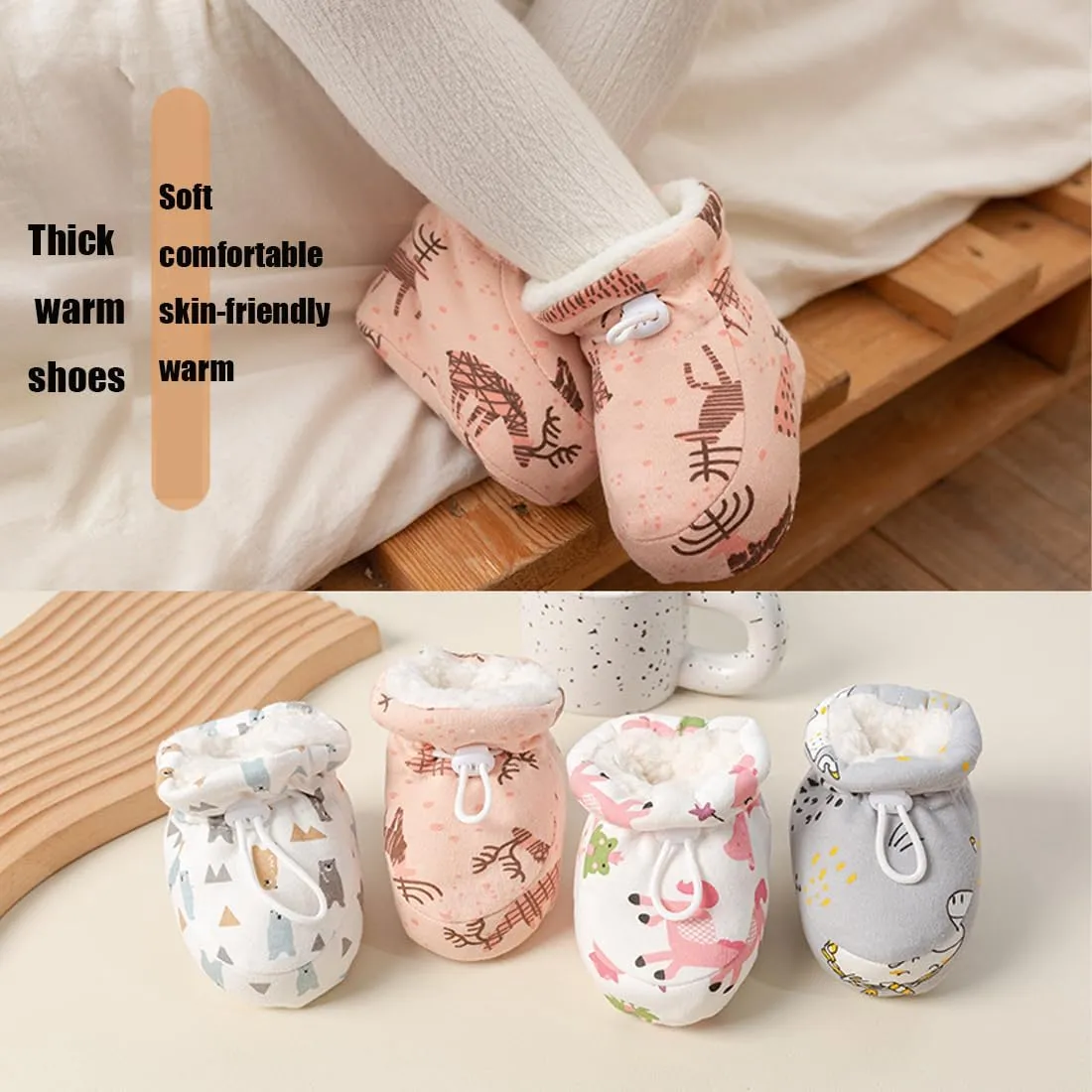 Accurateg Warm Fur Baby Boots, New Thickening Cozy Baby Drawstring Soft Sole Walking Booties for Baby Boy Girl 0-18 Months (M-11cm/4.33in,B-Thick Model)