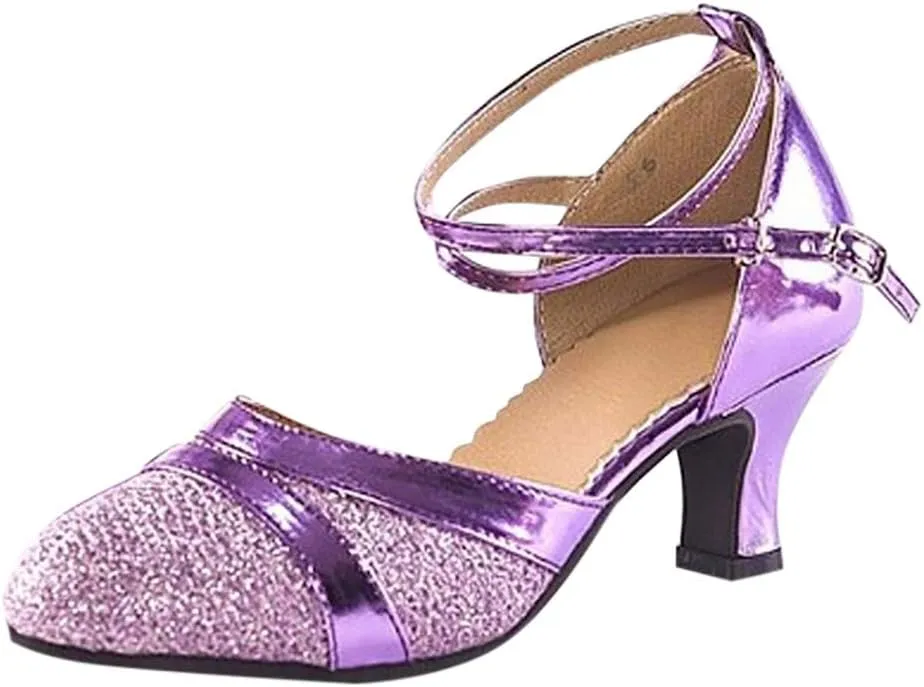 AMDBEL Sandals for Women Dressy Summer Fashion Open Toe Low Heel Pump Sandal Elegant Dance Shoes Buckle Dress Heeled Sandals