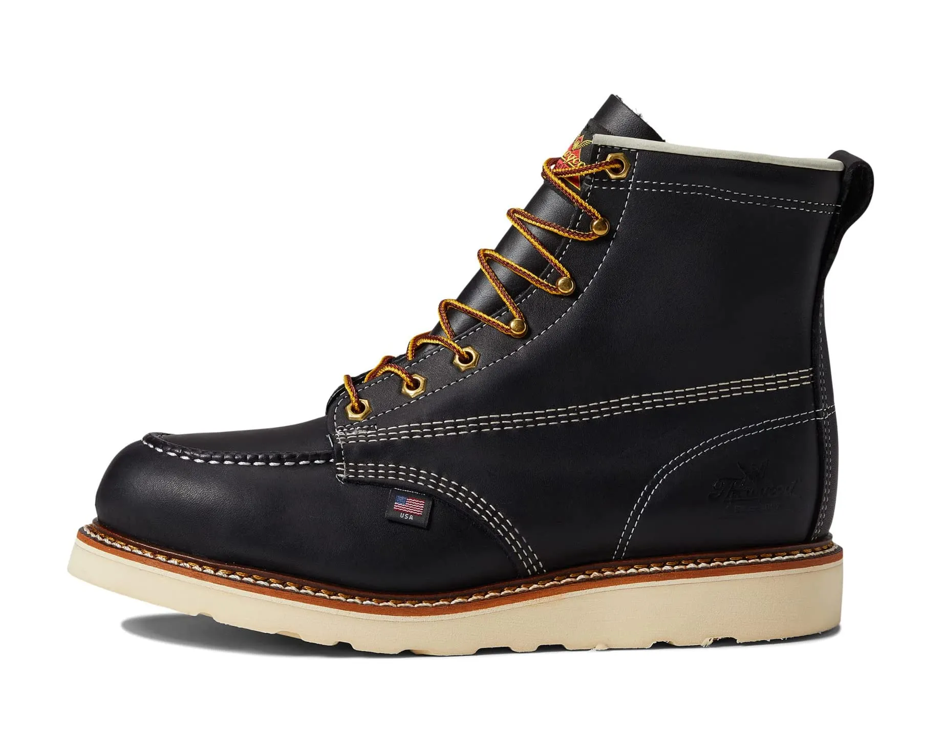 American Heritage 6" Moc Toe Safety Thorogood Boots, Black