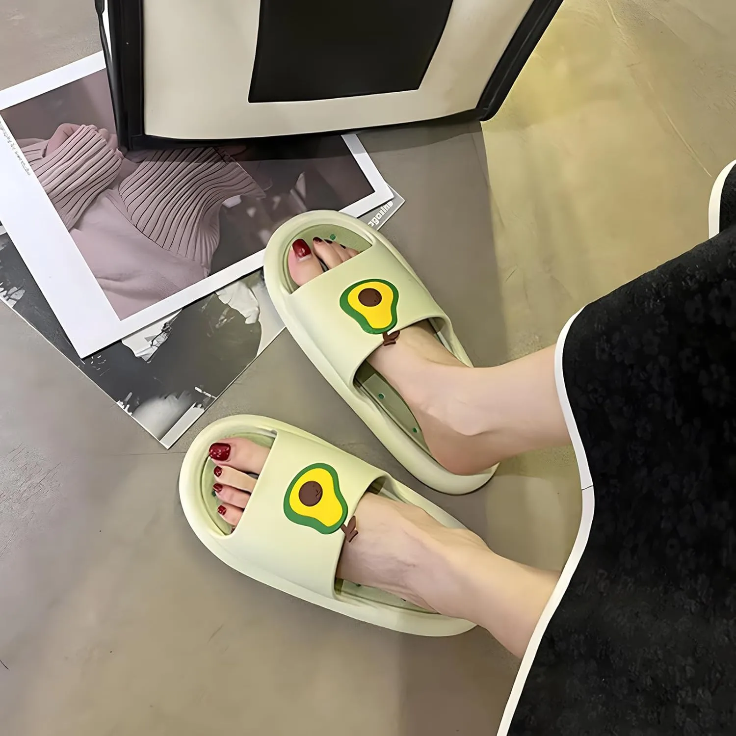 Avocado Strawberry Women's Cute Slippers Sandals Funny Beach Travel Shower Shoes House Slides