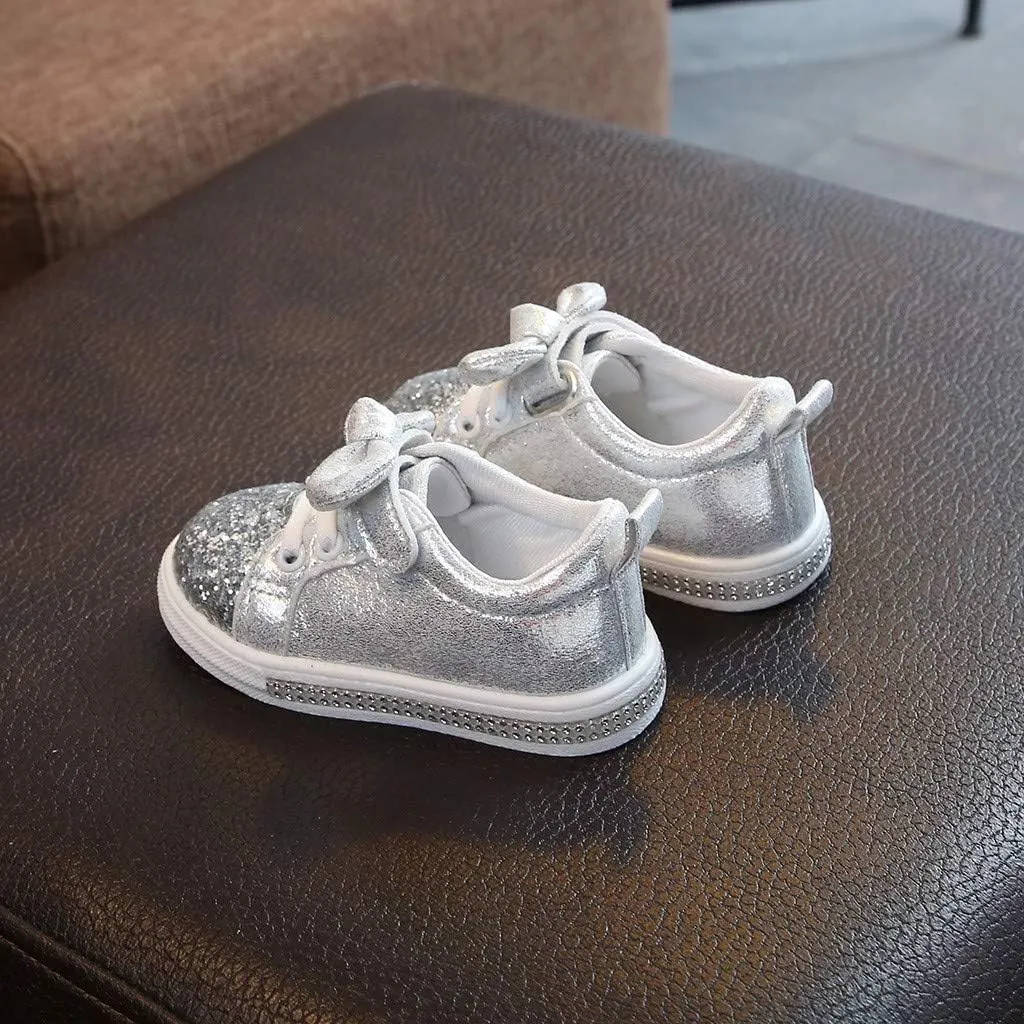 Baby Shoes Run Shoes Boys Bowknot Children Sport Crystal Baby Girls Sequins Bling Baby Shoes Cute