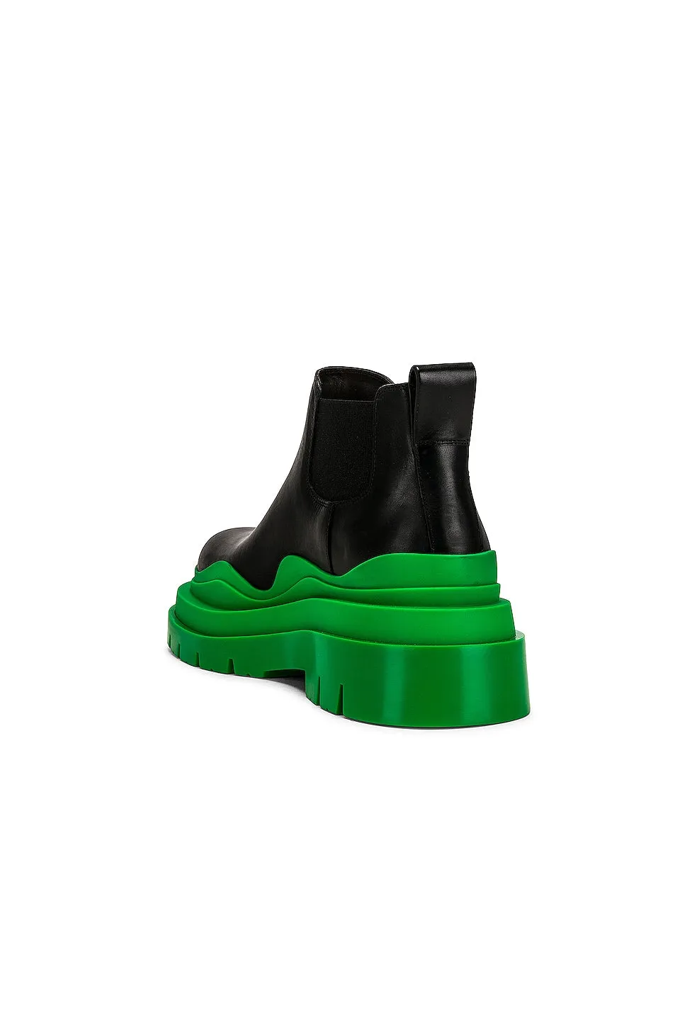Bottega Veneta Tire Chelsea Ankles Boots, Black & Green