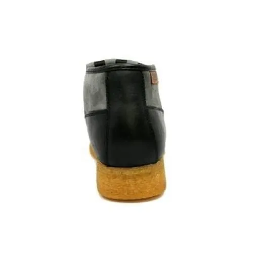 British Walkers Apollo Men's Black and Grey Leather Suede Crepe Sole Slip On Boots