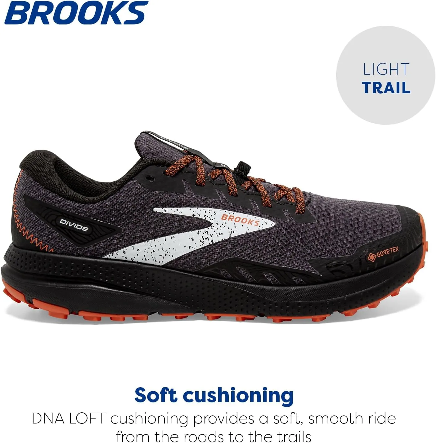 Brooks Mens Divide 4 GTX Waterproof Trail Running Shoe
