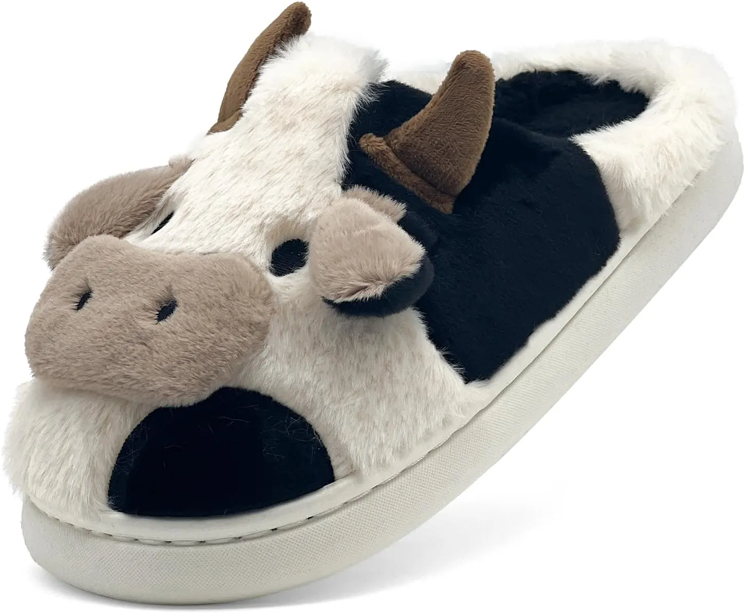 Cow Cotton Slippers, Thick Sole Kawaii Fluffy Winter Indoor Outdoor Cute Slippers for Women and Men