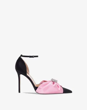 Early 2023 spring new black silk bow stiletto high-heeled shoes- Coqa