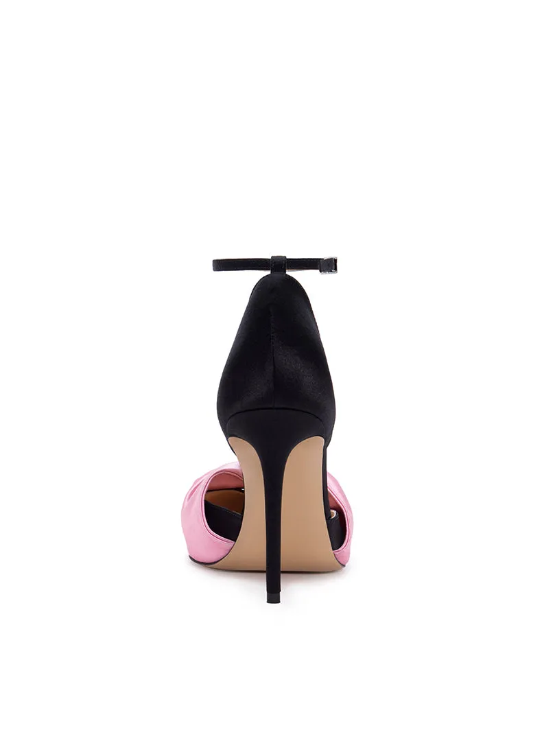 Early 2023 spring new black silk bow stiletto high-heeled shoes- Coqa