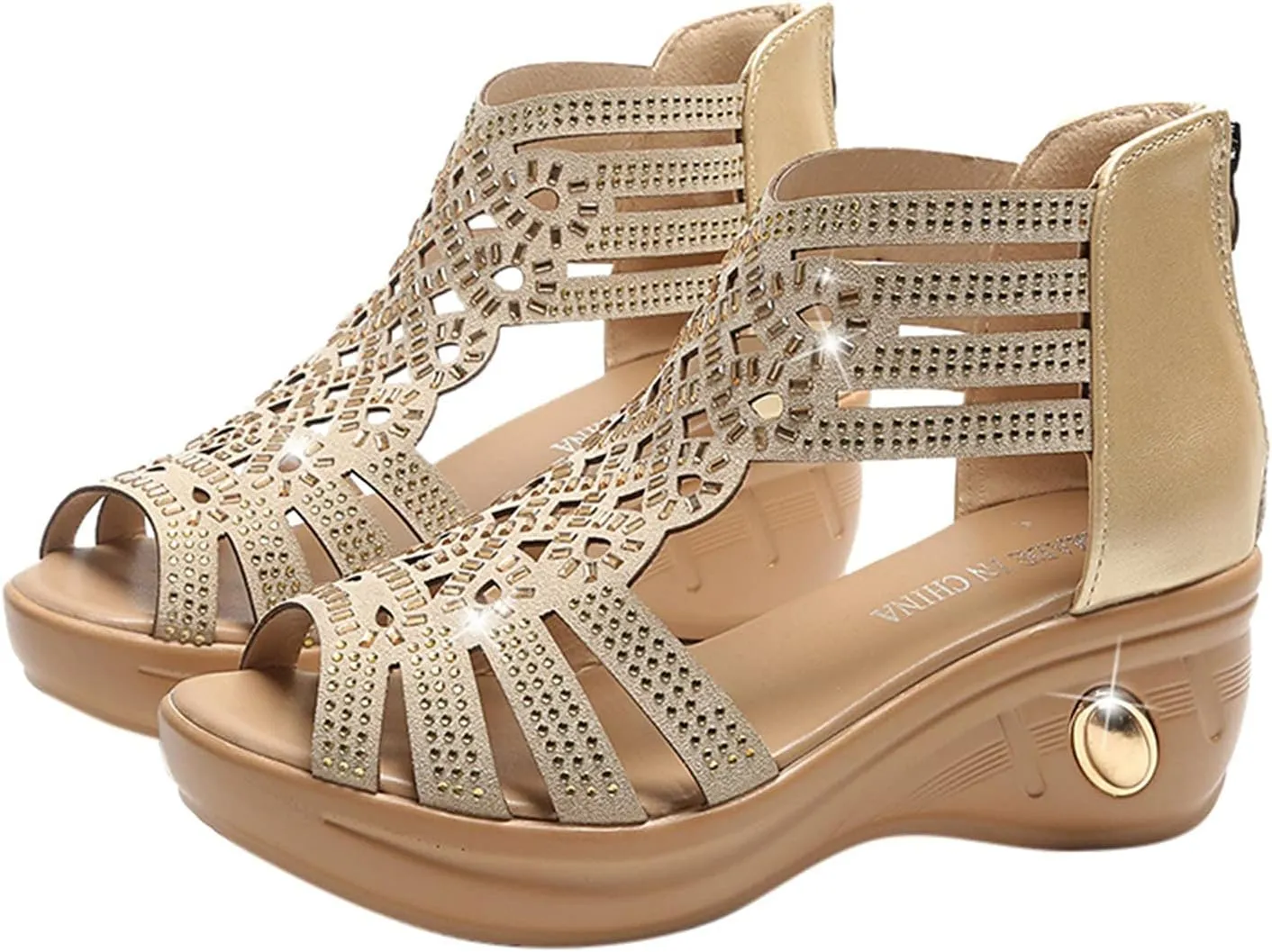 Eduavar Sandals Women Dressy Summer, Women Sandals Rhinestone Gladiator Flat Sandals Summer Dressy Open Toe Sandals