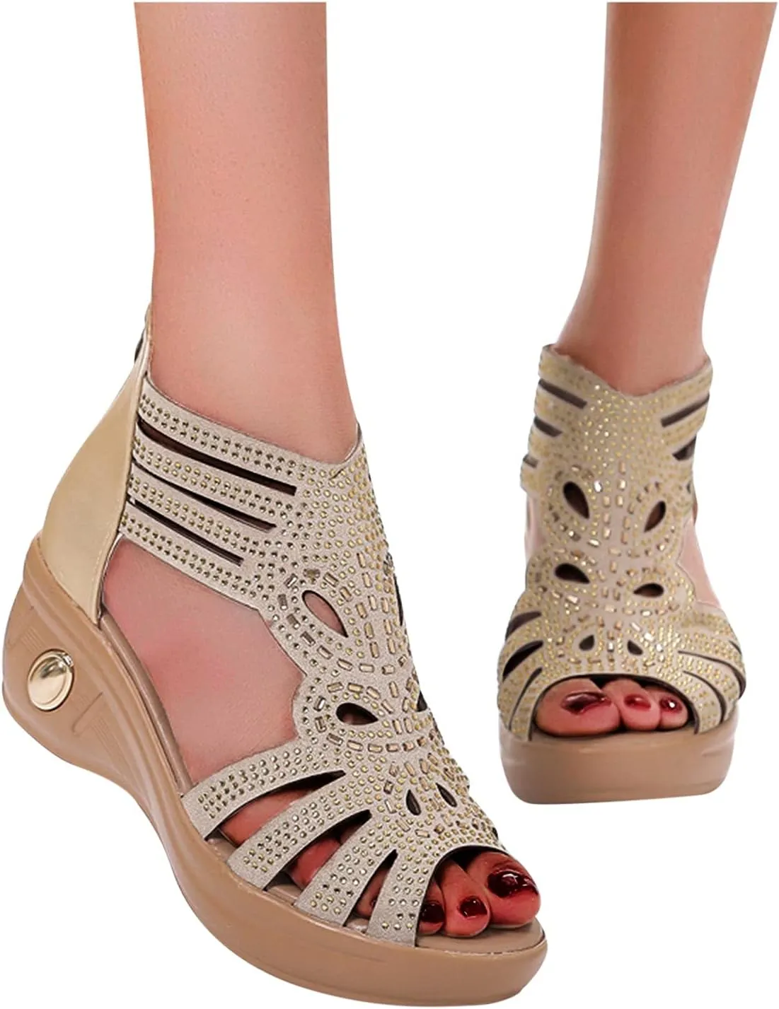 Eduavar Sandals Women Dressy Summer, Women Sandals Rhinestone Gladiator Flat Sandals Summer Dressy Open Toe Sandals