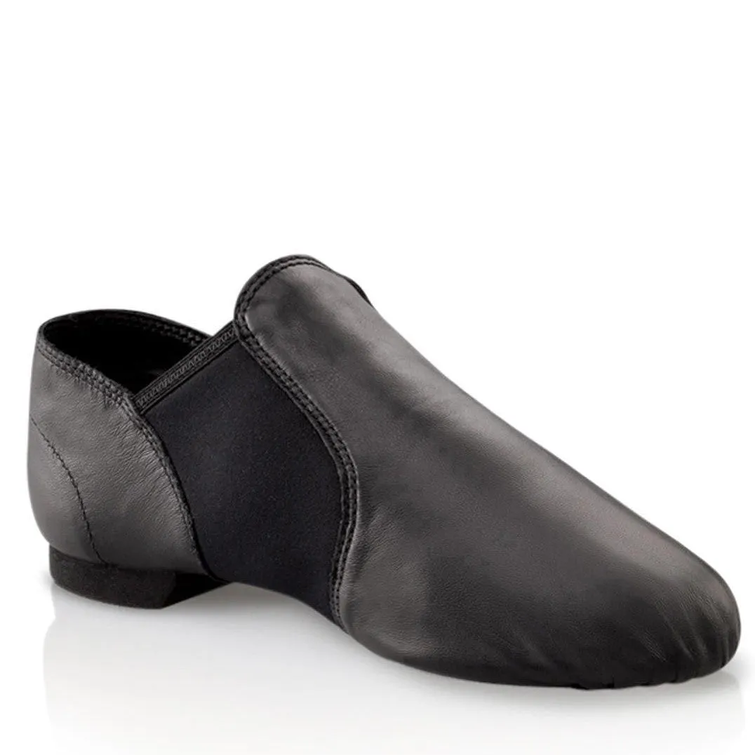 EJ2C Child | Leather E-Series Slip-On Jazz Shoes| Capezio | Black | Caramel