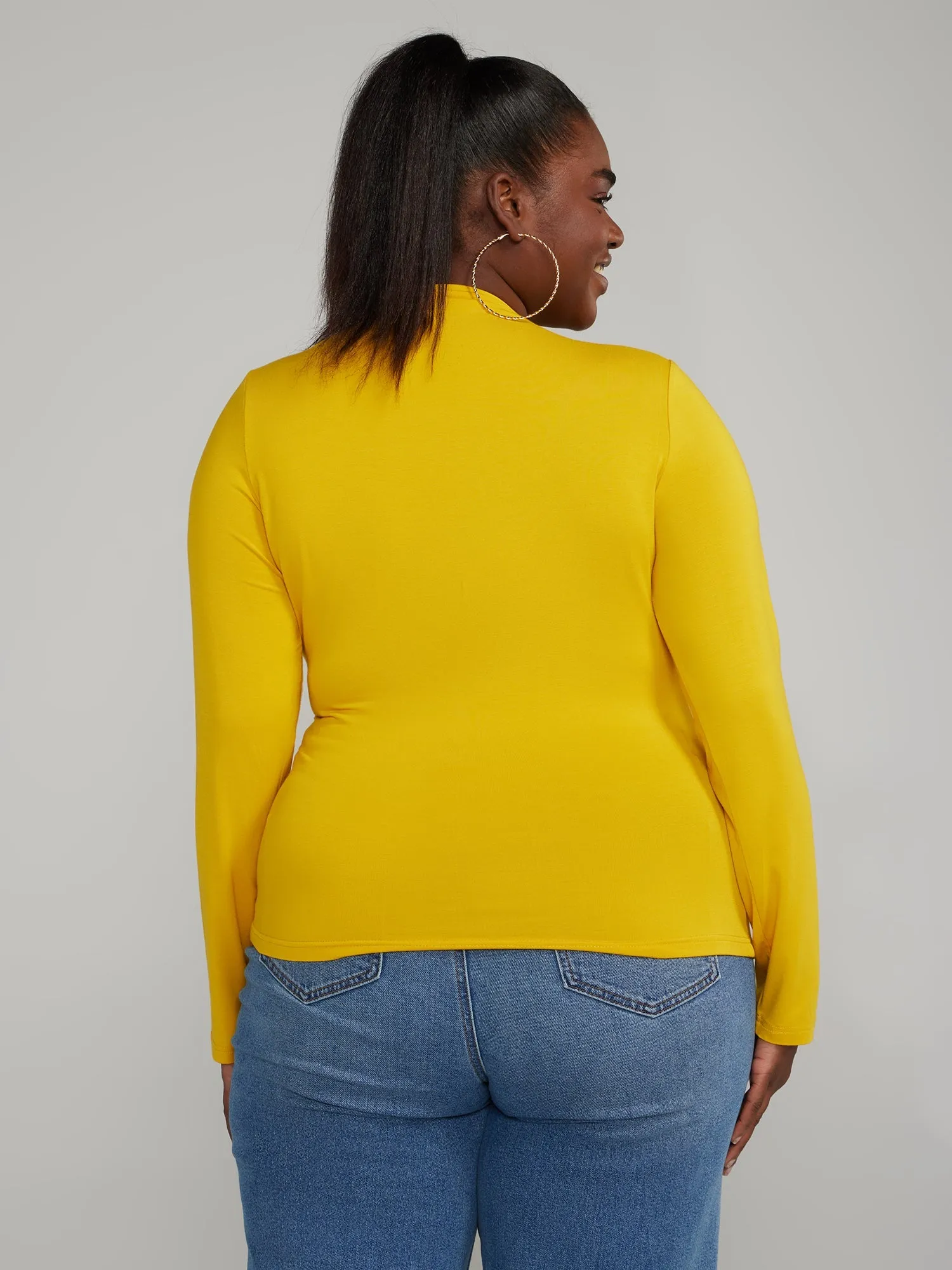 Fashion To Figure - Asymmetrical Button-Detail Ruched Top