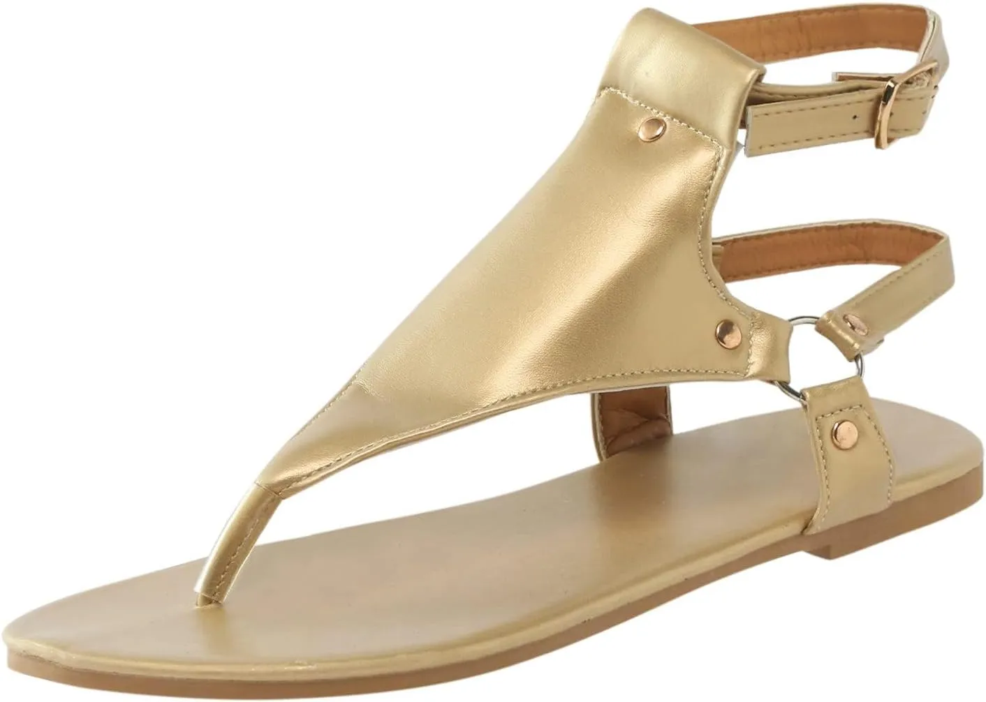 Flat Sandals for Women Roman Slide Slippers Comfortable Ankle Strap T-Strap Flip Flops Beach Outdoor Gladiator Shoes