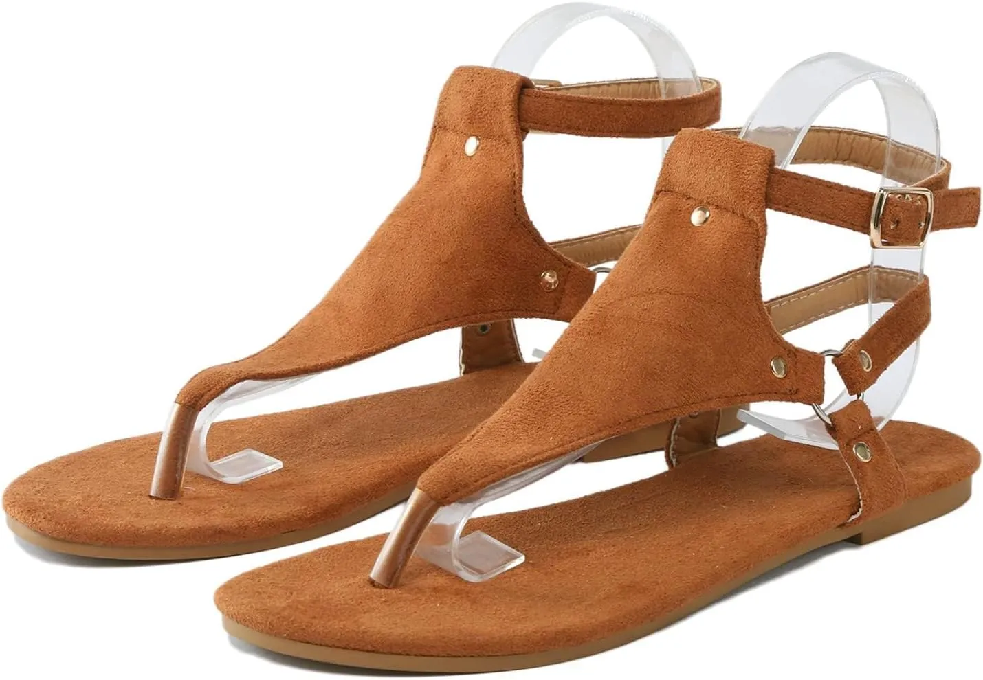 Flat Sandals for Women Roman Slide Slippers Comfortable Ankle Strap T-Strap Flip Flops Beach Outdoor Gladiator Shoes