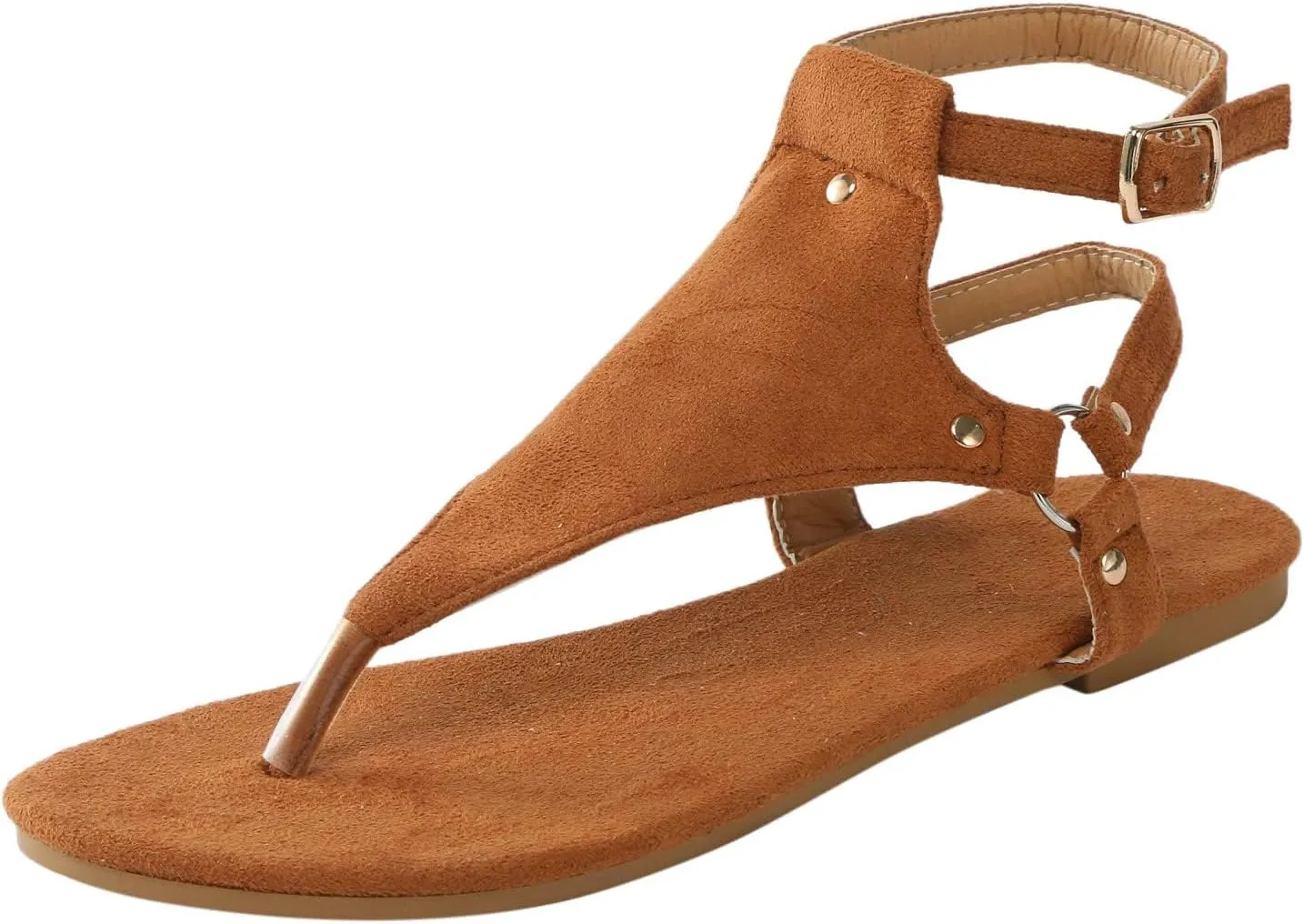 Flat Sandals for Women Roman Slide Slippers Comfortable Ankle Strap T-Strap Flip Flops Beach Outdoor Gladiator Shoes