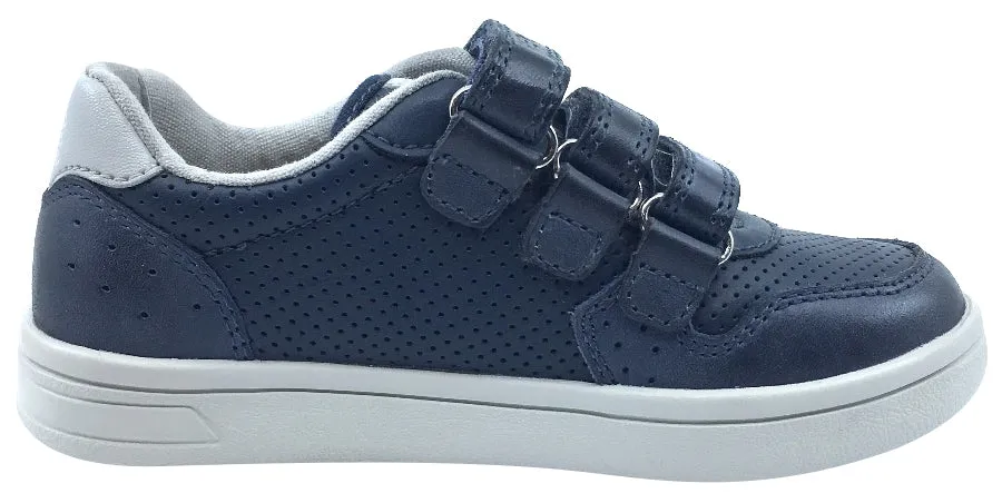 Geox Boy's DJ Rock 2 Navy Blue Triple Hook and Loop Sneaker