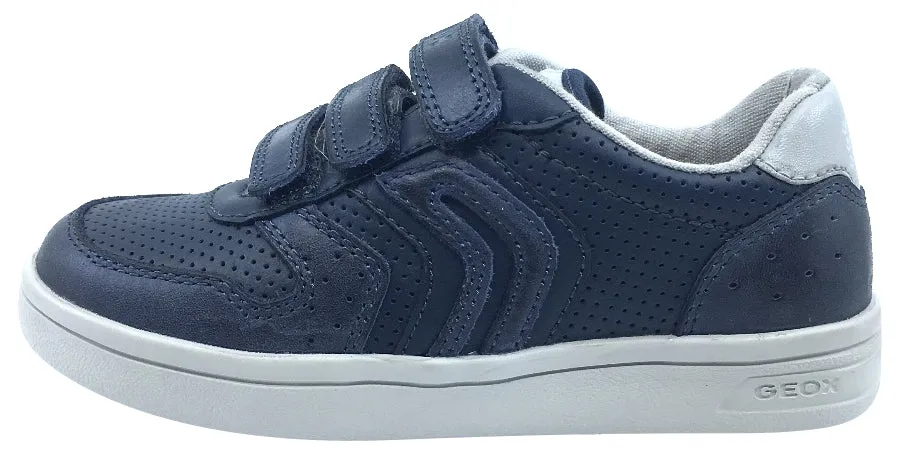 Geox Boy's DJ Rock 2 Navy Blue Triple Hook and Loop Sneaker