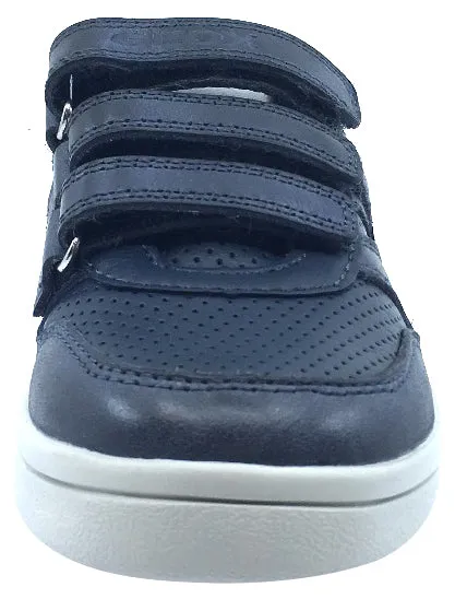 Geox Boy's DJ Rock 2 Navy Blue Triple Hook and Loop Sneaker