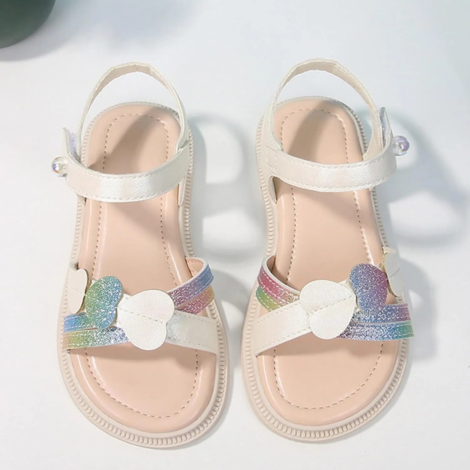 Girls Cute Heart Sandals Open Toe Summer Dress Sandals Shoes Girls Size 2 for Size 1