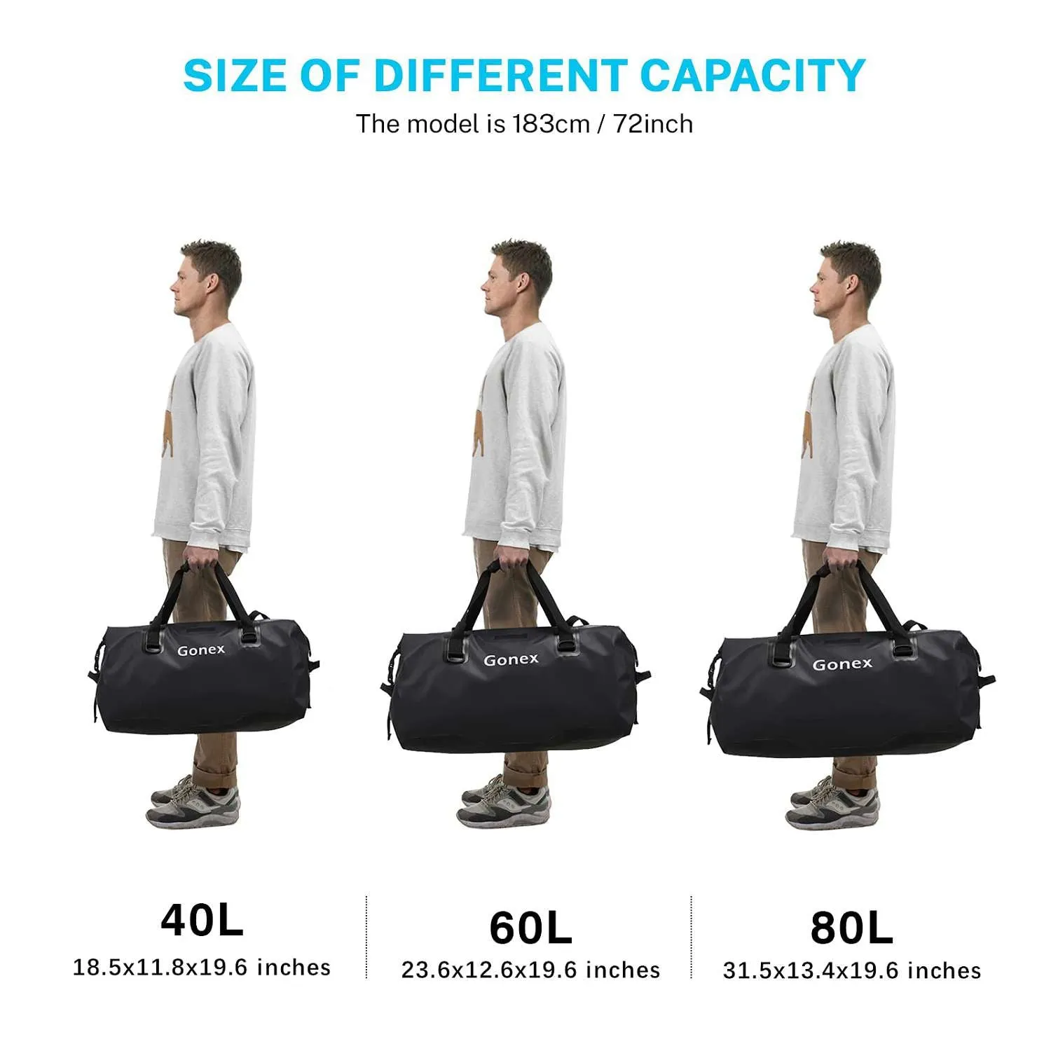 Gonex 60L Large Waterproof Dry Duffle Bag