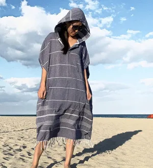 Hooded Turkish Beach Towel Poncho