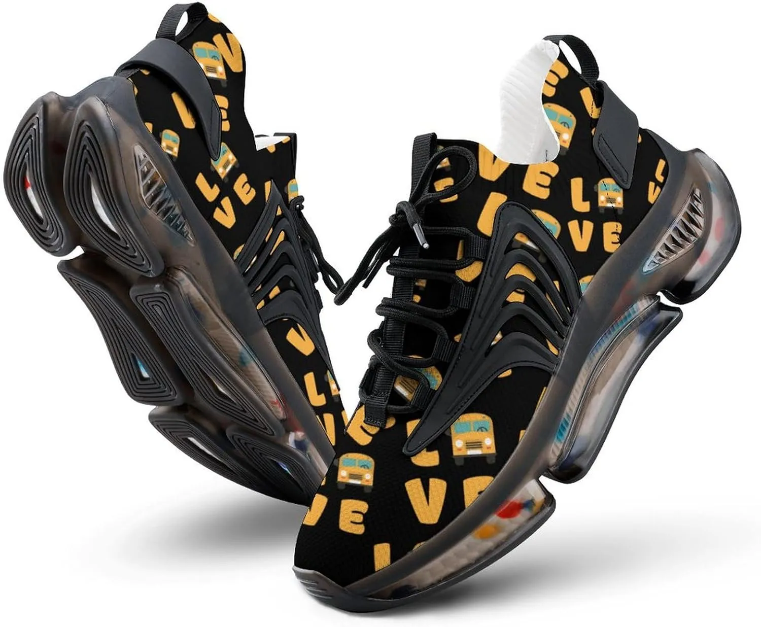 I Love School Buses Casual Mens Running Shoes Athletic Sneakers Sport Shoes for Running Walk Gym Hiking