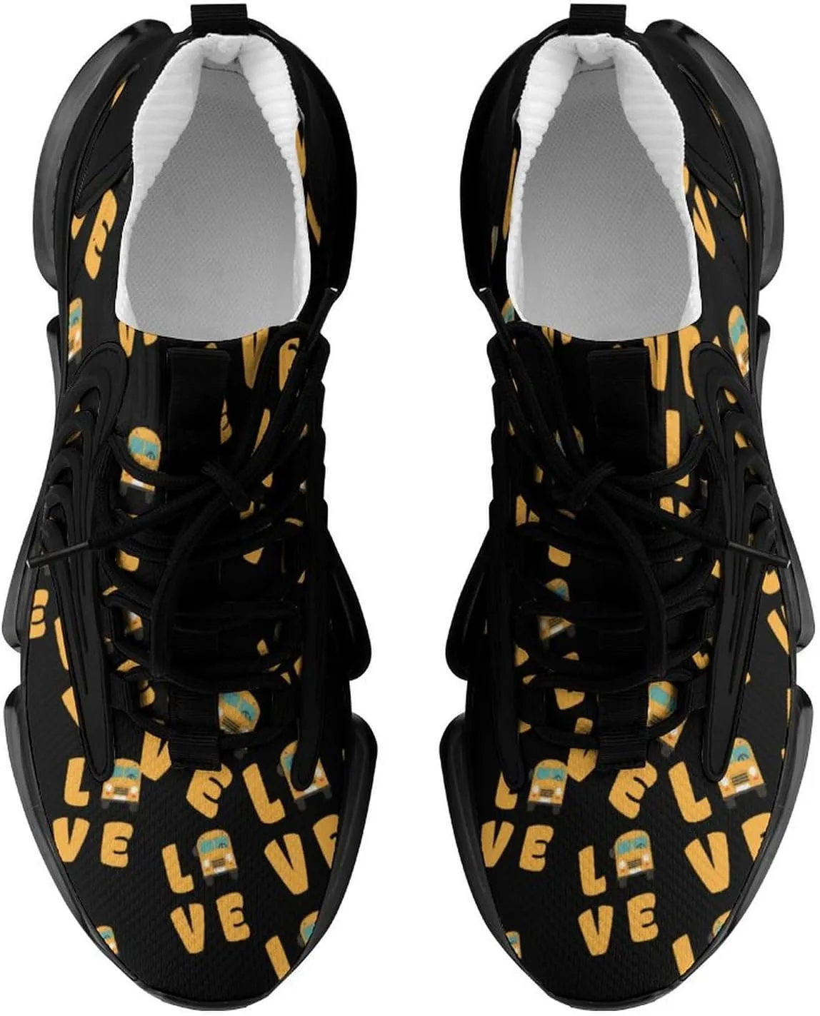 I Love School Buses Casual Mens Running Shoes Athletic Sneakers Sport Shoes for Running Walk Gym Hiking