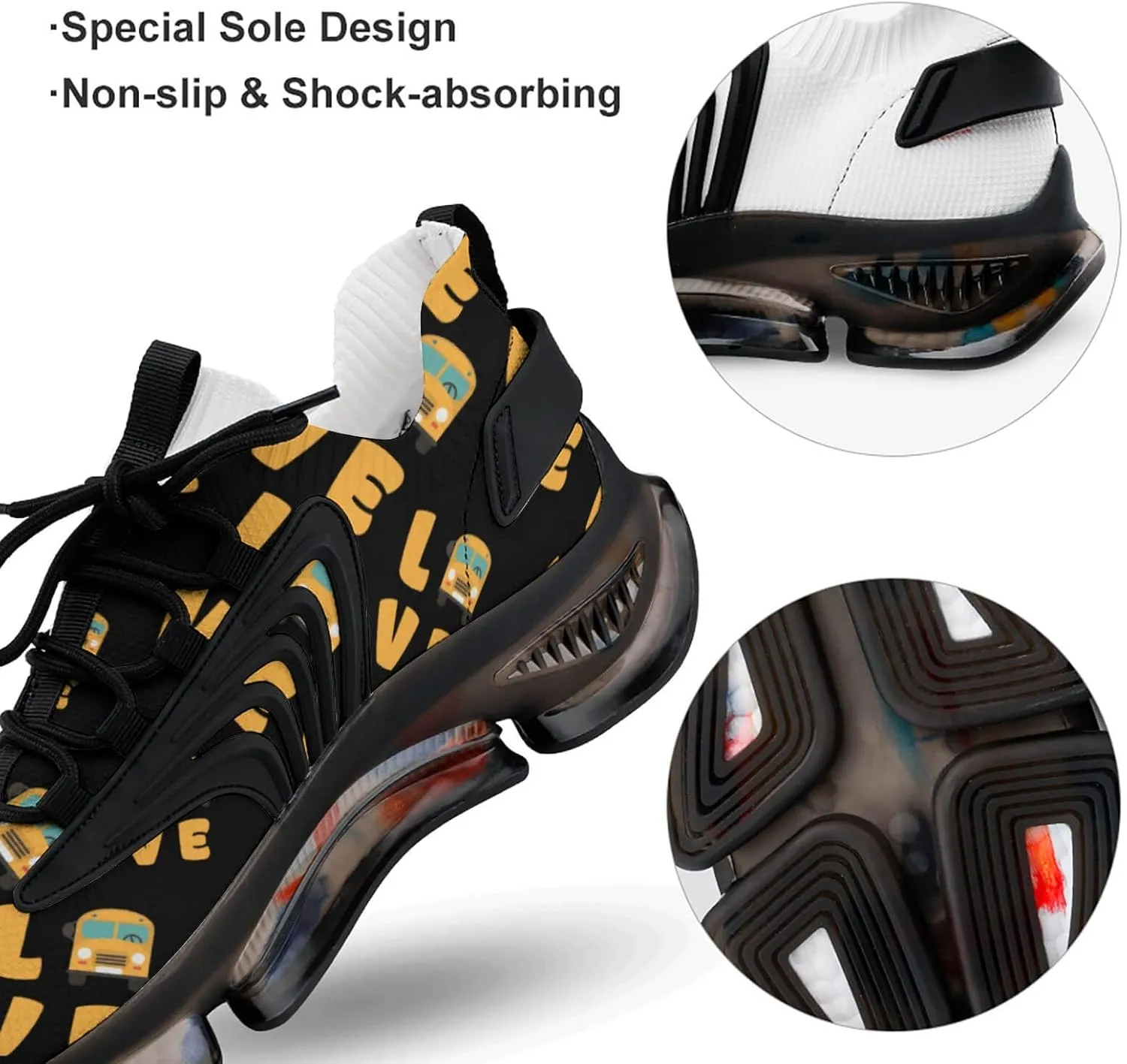 I Love School Buses Casual Mens Running Shoes Athletic Sneakers Sport Shoes for Running Walk Gym Hiking