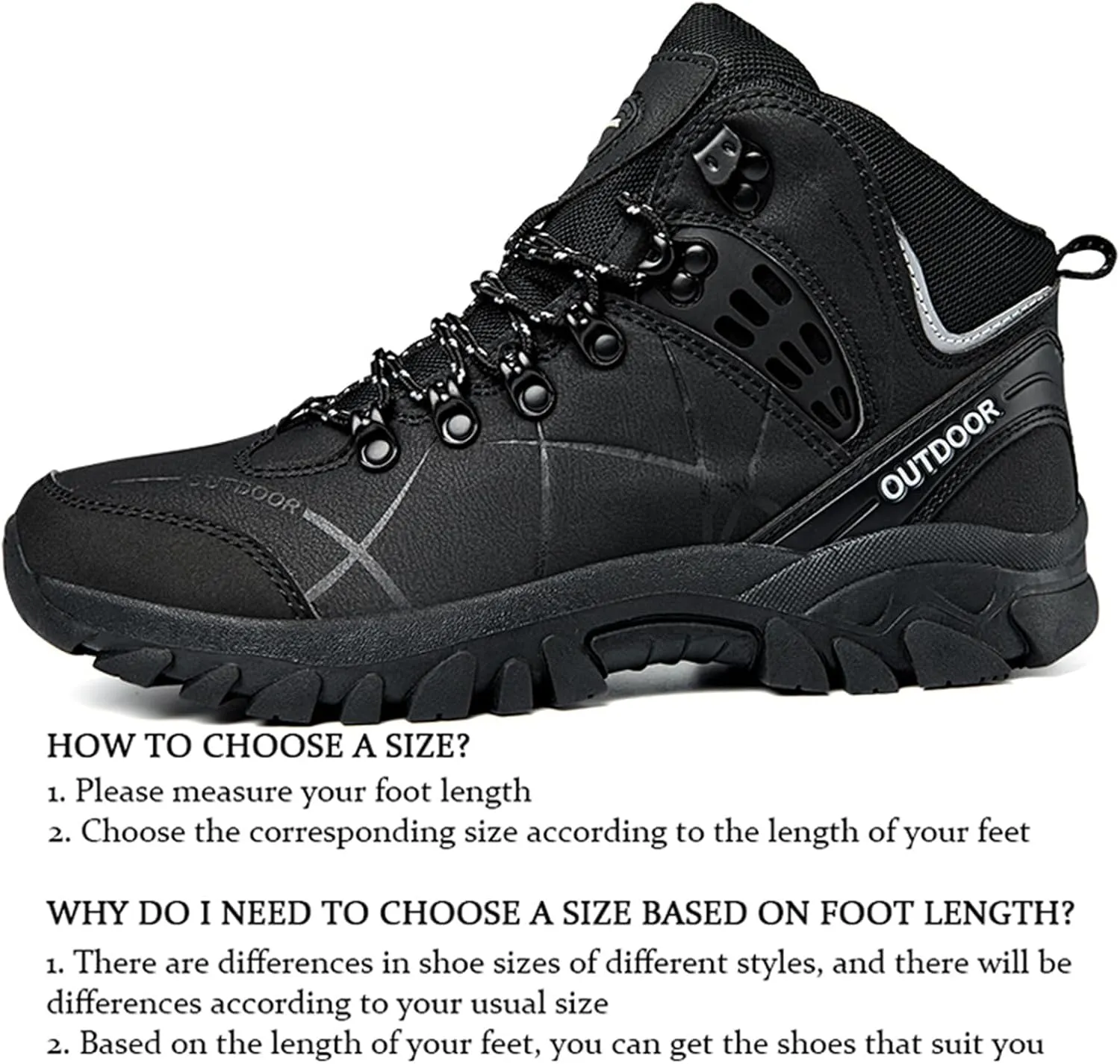 JiuQing Men's Walking Boots Outdoor Hiking Shoes Breathable Camping Trekking Sports Boots