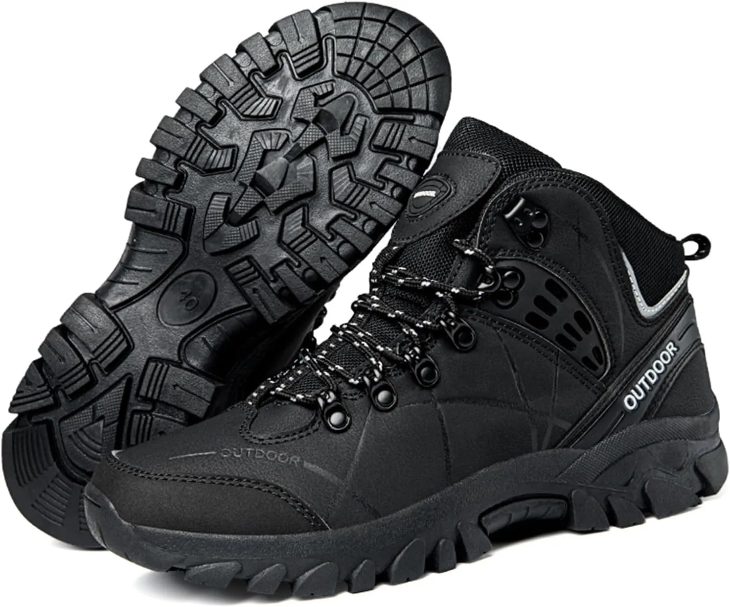 JiuQing Men's Walking Boots Outdoor Hiking Shoes Breathable Camping Trekking Sports Boots