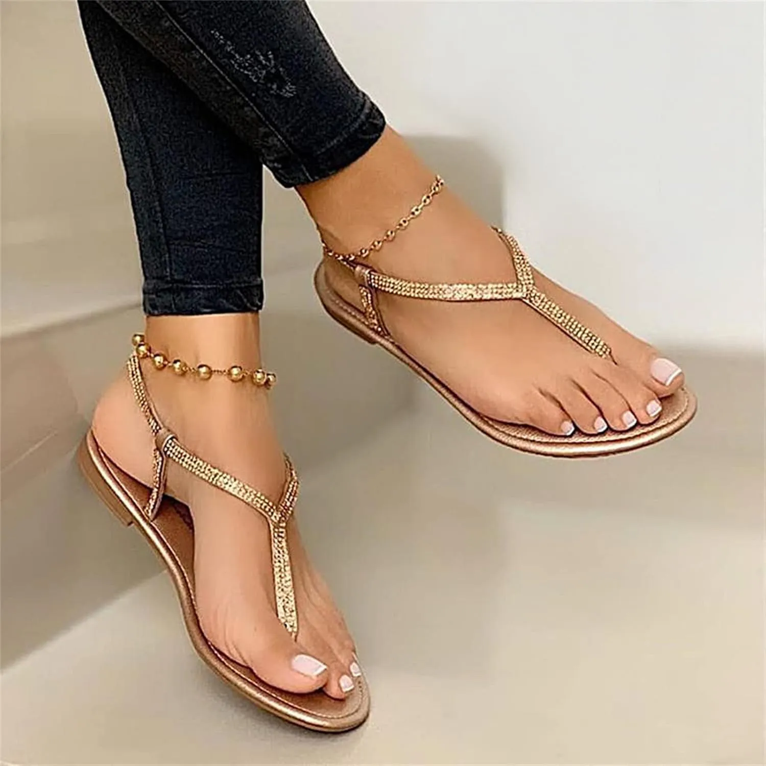 Ladmiple Sandals Women Comfortable Walking Gladiator Strap Sandals Dressy Summer Flat Fisherman Thong Cross Strappy Sandals