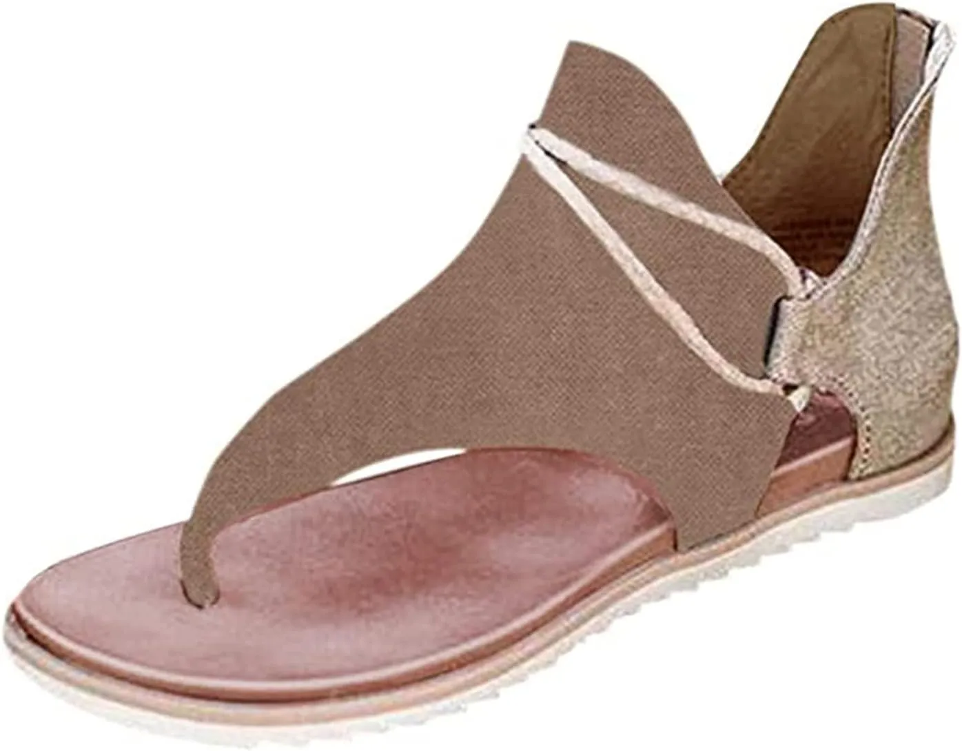 Ladmiple Sandals Women Dressy Summer Bohemian Clip Toe Platform Sandal Causal Beach Travel Gladiator Slippers Flat Shoe