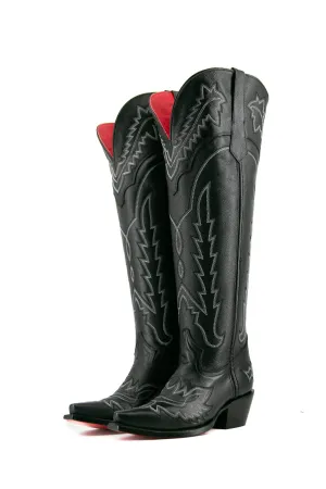 Maggie Knee High Red Bottom Wide Calf Snip Toe Cowgirl Boot