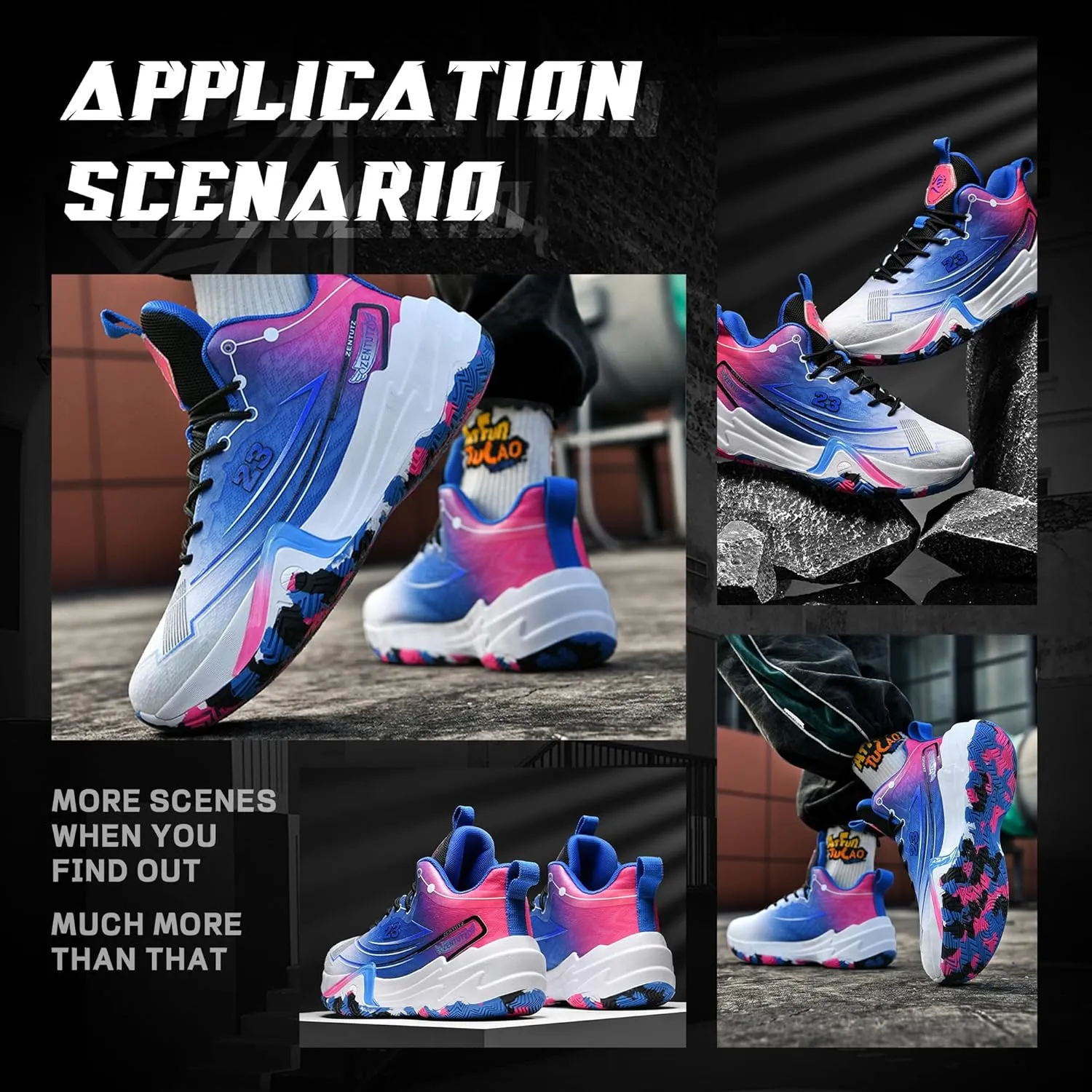 Men Basketball Shoes Anti Slip Breathable Fashionable Outdoor Sports Shoes Training Shoes