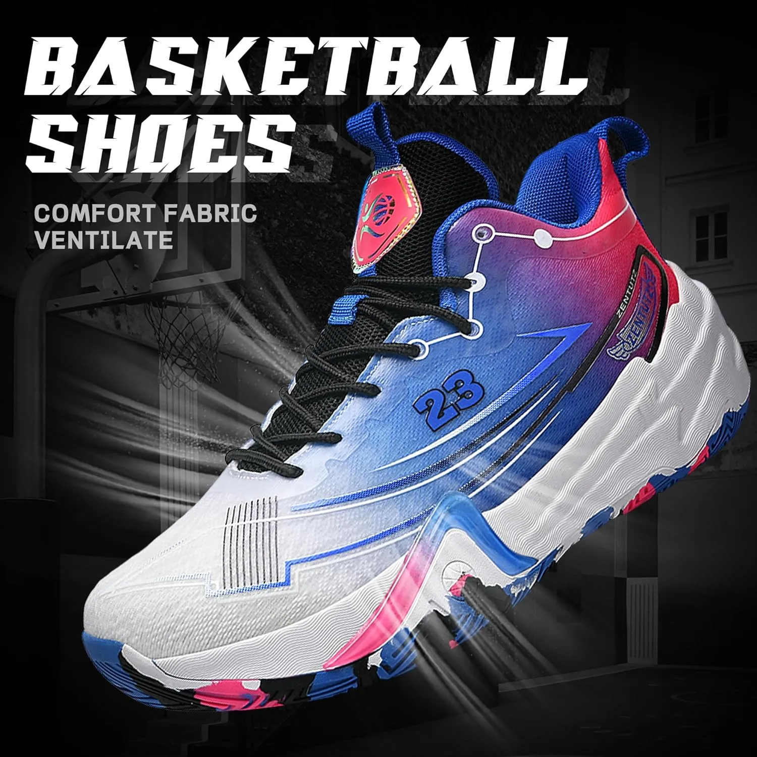 Men Basketball Shoes Anti Slip Breathable Fashionable Outdoor Sports Shoes Training Shoes