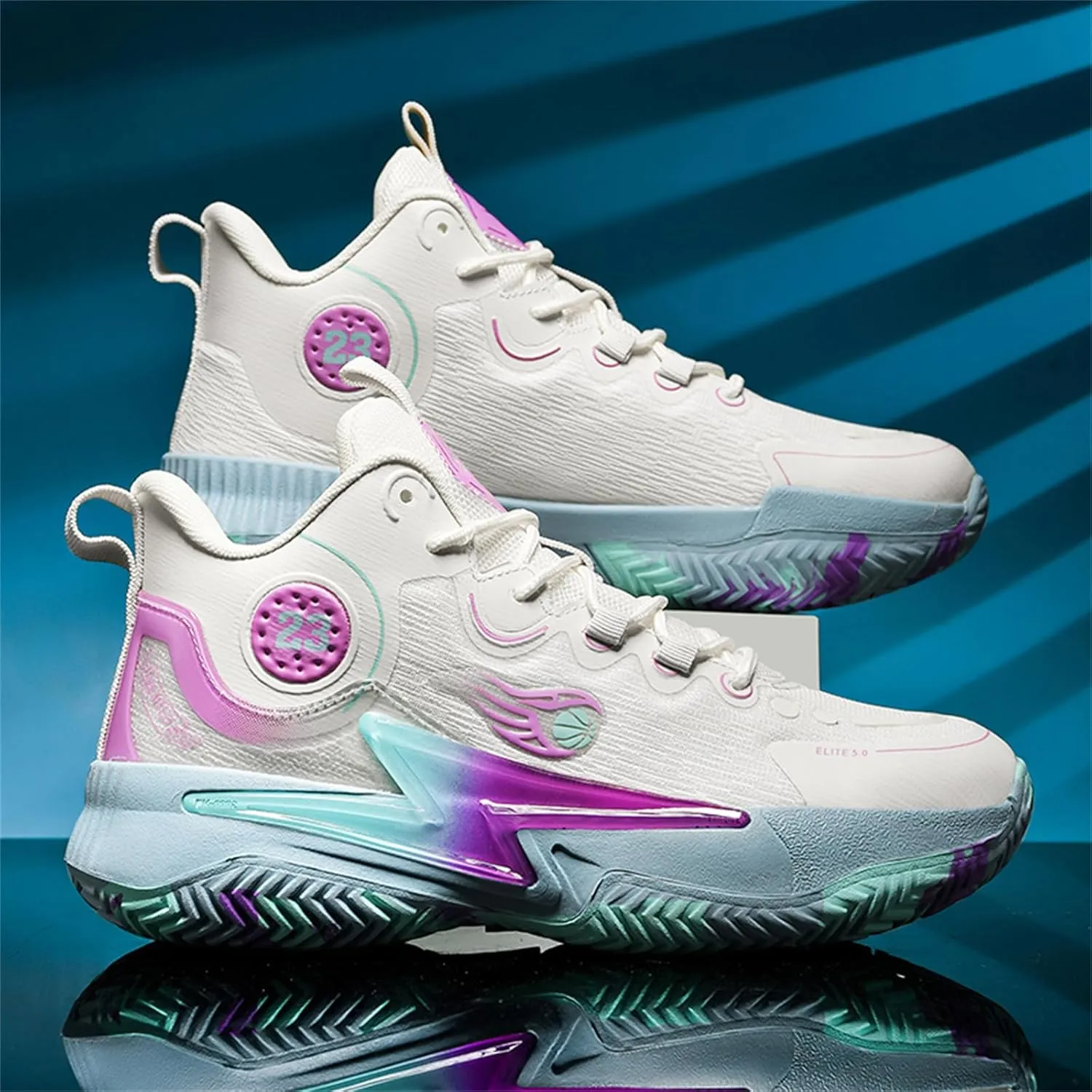 Men??S 23 High Top Basketball Shoes with Arch Support Lace Up Fashion Graffiti Style Sports Shoes Light Tennis Shoes Actual Combat Shoes Outdoor Sneakers
