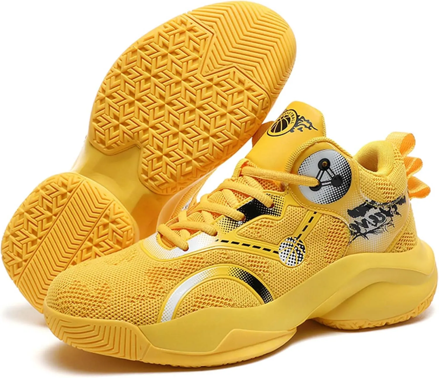 Mens Basketball Shoes Lace Up Mid Basketball Shoes Anti Slip High Elastic Running Shoes Lightweight Soft Sneakers Wear-Resistant Durable Casual Athletic Shoes Outdoor Travel Shoes