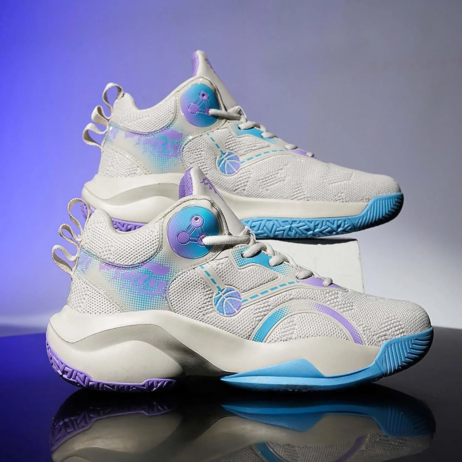 Mens Basketball Shoes Lace Up Mid Basketball Shoes Anti Slip High Elastic Running Shoes Lightweight Soft Sneakers Wear-Resistant Durable Casual Athletic Shoes Outdoor Travel Shoes