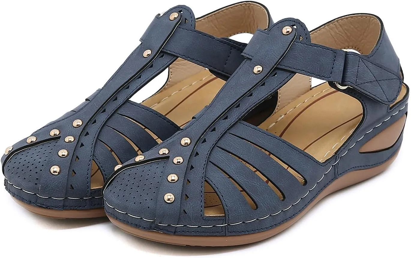 Orthopedic Sandals for Women Hollow out Ankle Buckle Strap Gladiator Wedge Sandals Casual Summer Vacation Shoes