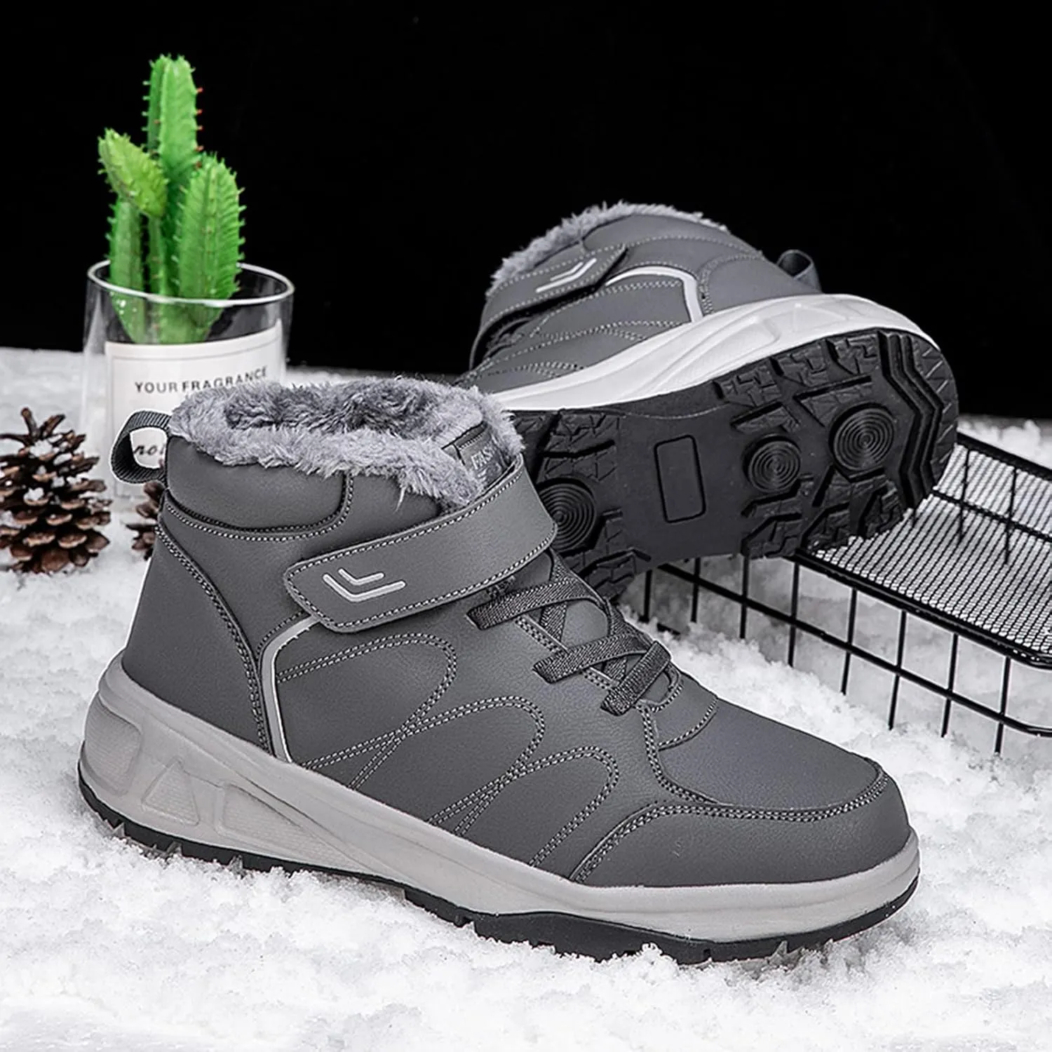 Snow Boots for Men, Waterproof Hiking Boots Insulated Lace to Toe Boots Warm Outdoor Boots Women's Winter Boots