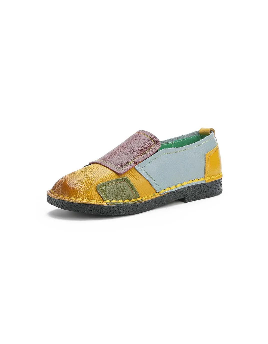 Spring Leather Patch Comfortable Flat Shoes 35-42