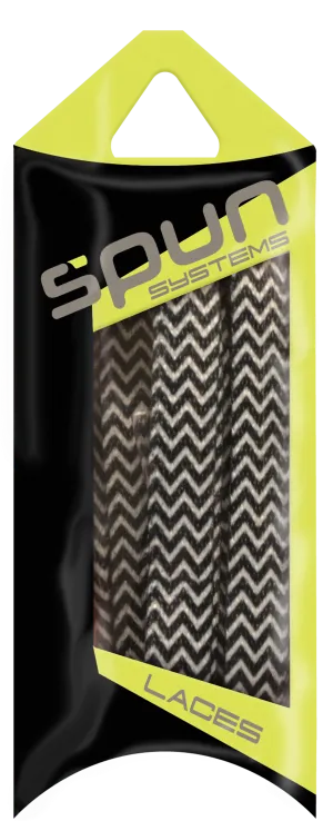Spun™ 3/8" Printed ShoeLaces - Black & White Chevron