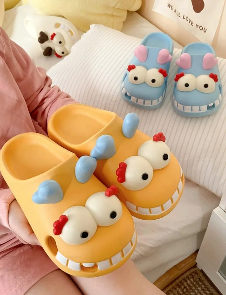 Summer Slippers for Women Funny Cartoon Dragon Platform Sandals Cute Indoor Outdoor Women Footwear Cozy Anti-slip Shoes
