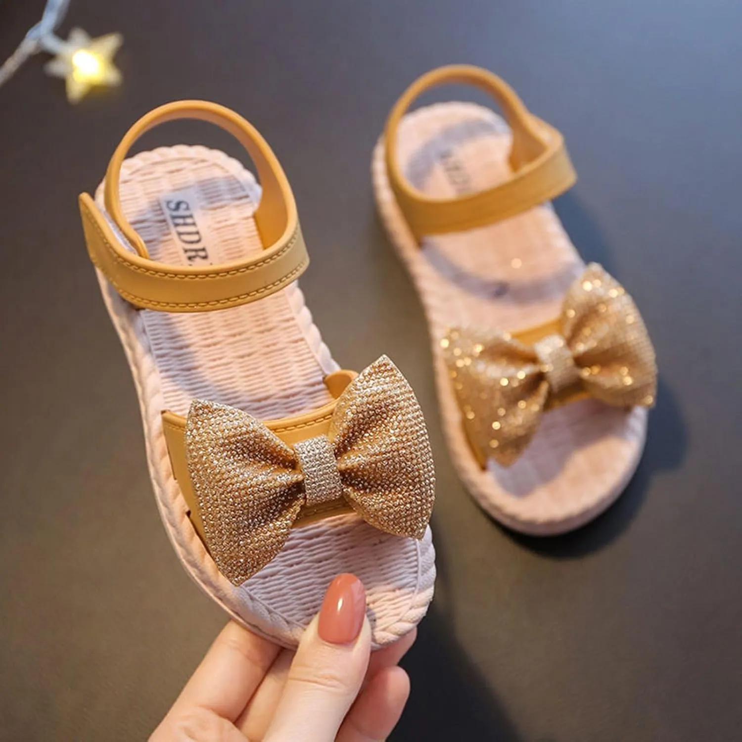 Toddler Kids Infant Girls Soild Bowknot Princress Shoes Soft Sole Non Slip First Prewalker Beach Shoes Girl Sandals