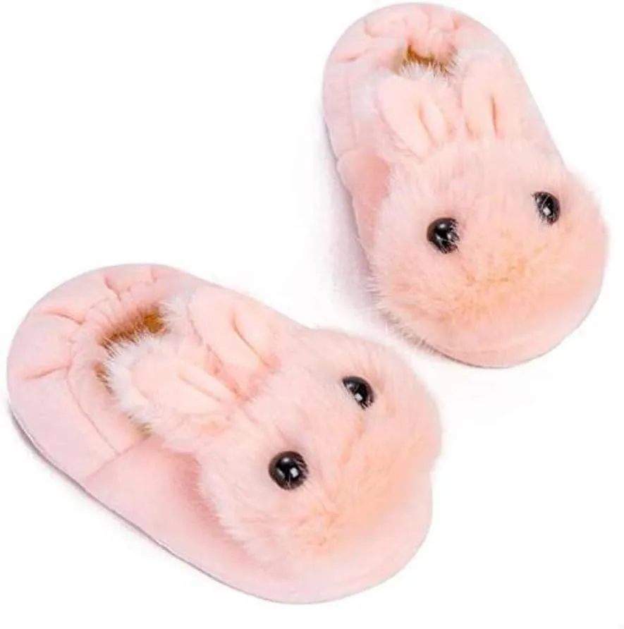 Toddlers Cute Cartoon House Slippers Boys Girls Warm Fuzzy Indoor Bedroom Shoes