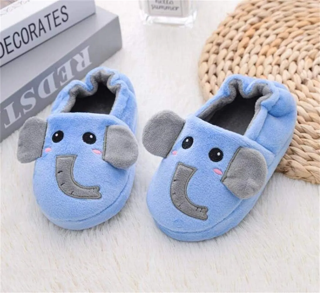 Toddlers Cute Cartoon House Slippers Boys Girls Warm Fuzzy Indoor Bedroom Shoes