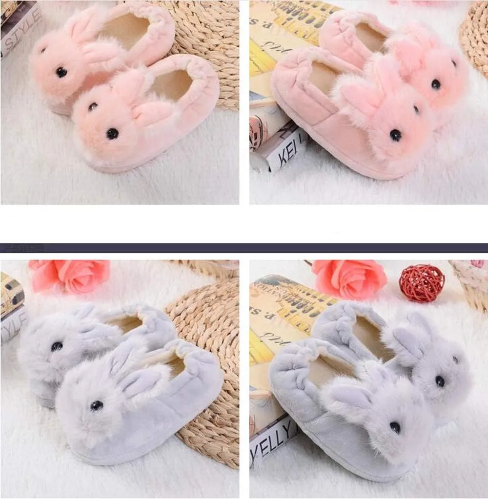Toddlers Cute Cartoon House Slippers Boys Girls Warm Fuzzy Indoor Bedroom Shoes