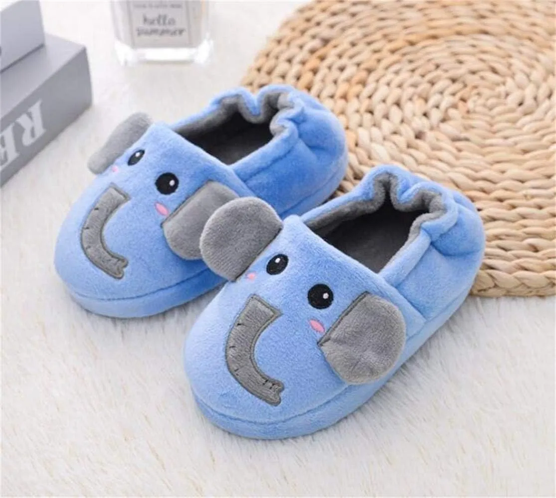 Toddlers Cute Cartoon House Slippers Boys Girls Warm Fuzzy Indoor Bedroom Shoes