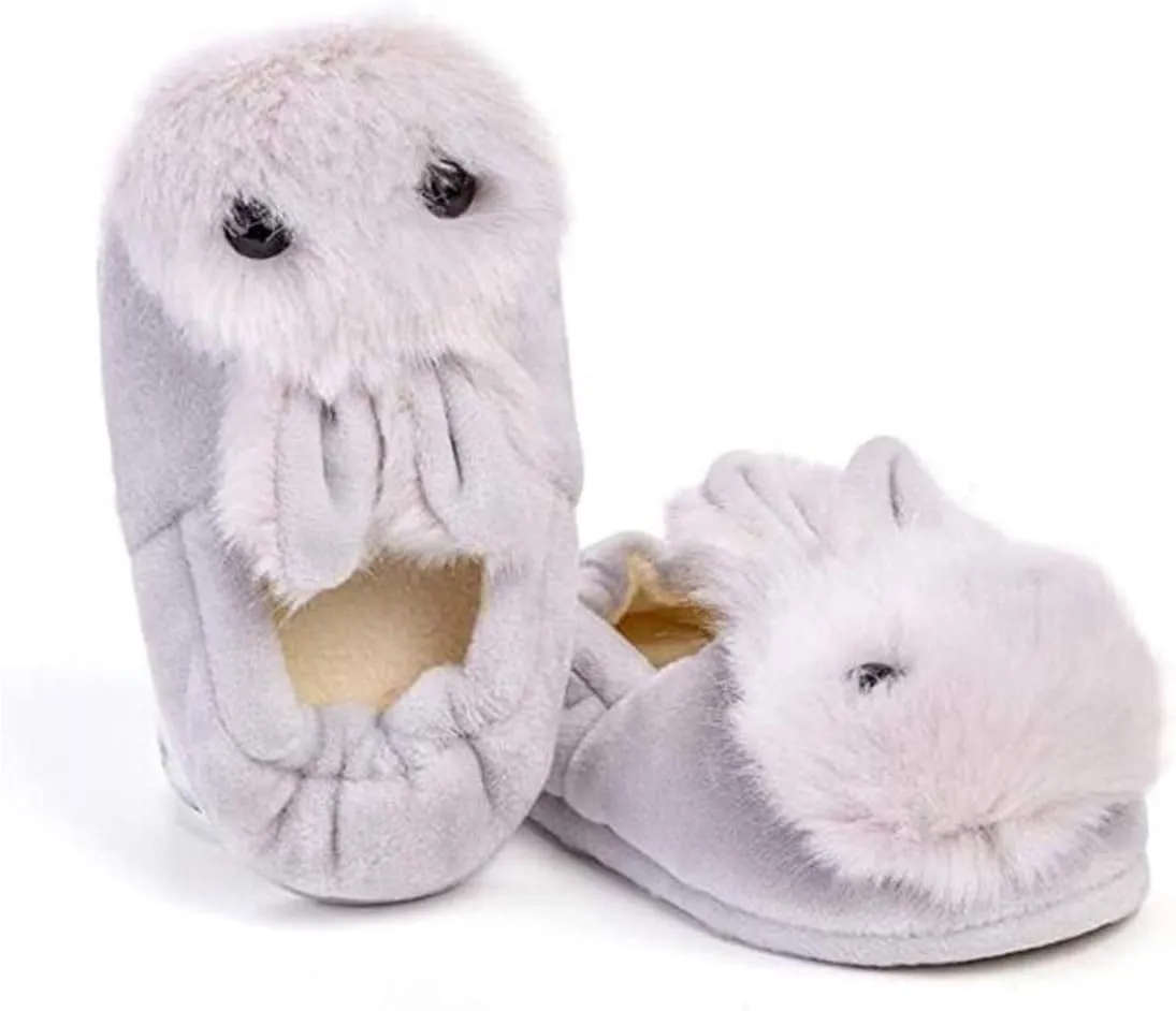 Toddlers Cute Cartoon House Slippers Boys Girls Warm Fuzzy Indoor Bedroom Shoes