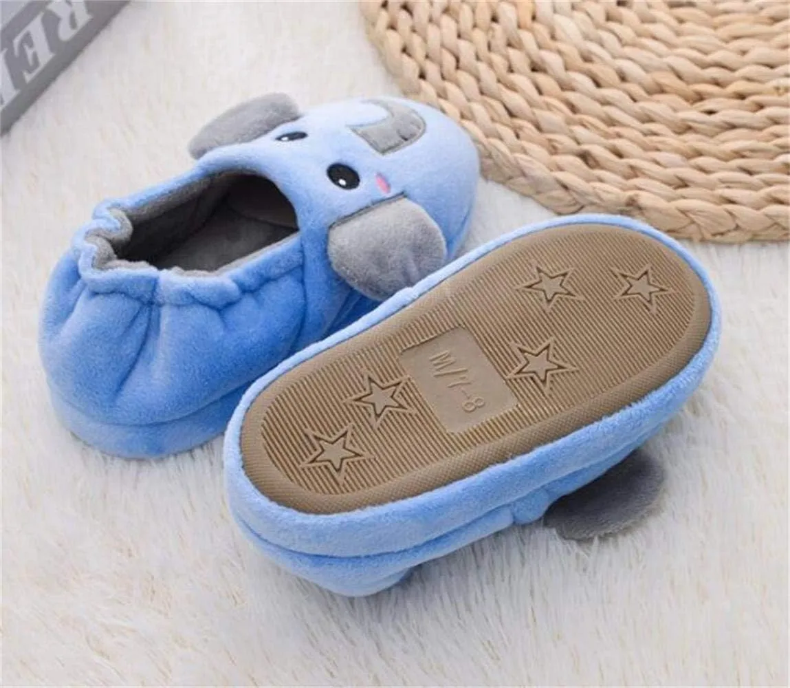 Toddlers Cute Cartoon House Slippers Boys Girls Warm Fuzzy Indoor Bedroom Shoes